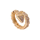 Diamond Ring Rings Wholesale Latest Design Snake Shape Diamond Ring Copper Gold Plated Rings