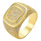 Plated Jewelry Personalized Gold Plated Micro-zircon Ring Hip-hop Men Full Diamond Ring Jewelry Wholesale