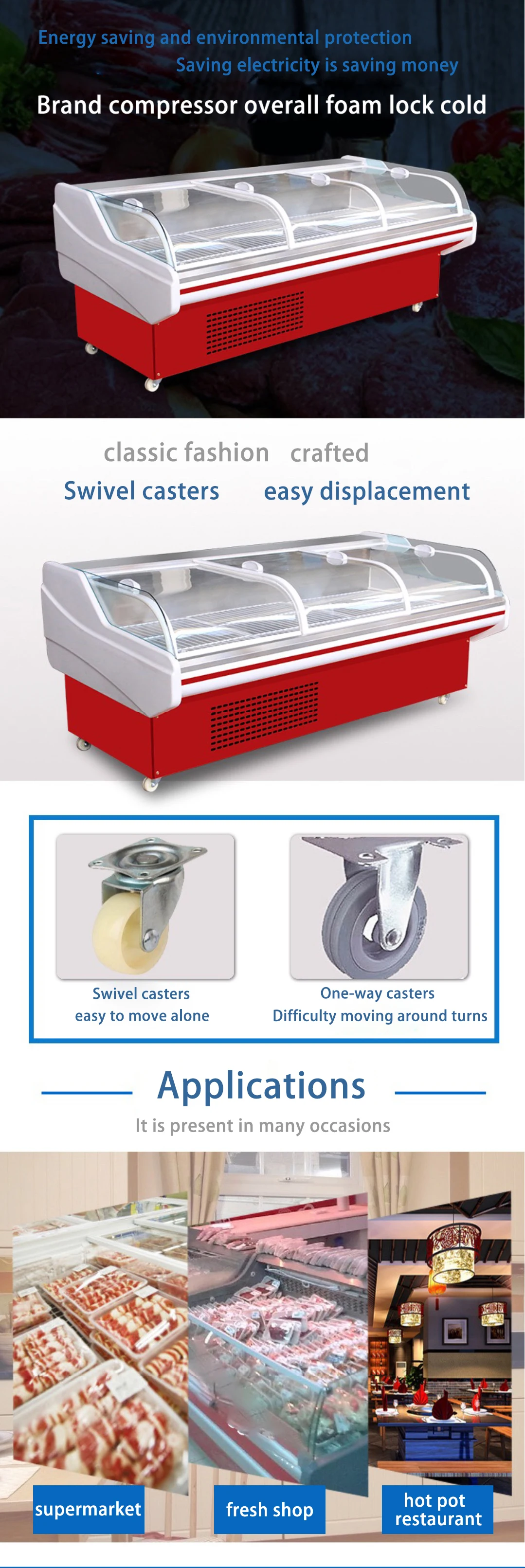 Chicken Mutton Display Cooler, LED, 220V - detail 14