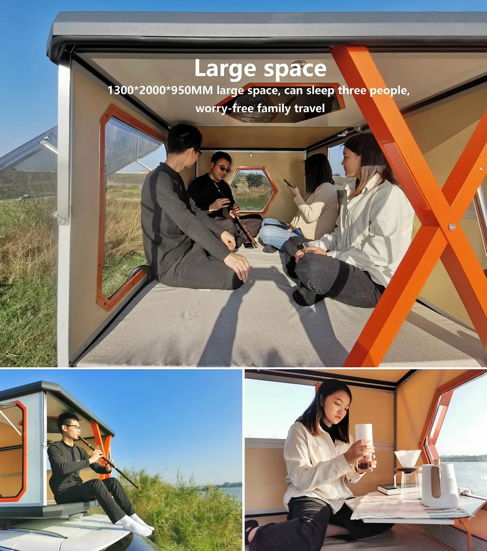Outdoor Auto Camping Trailer Aluminum 3 4 Person Roof Top Tent Hard
