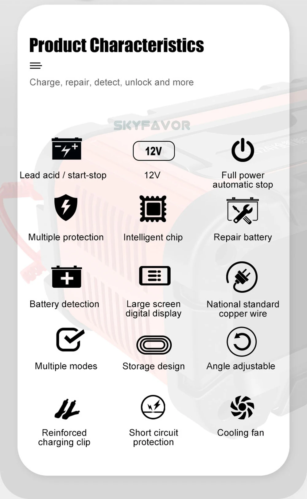 High quality 12V car battery charger 12V 6A full stop automatic 12 volt 6 amp heavy duty truck motorcycle car battery charger