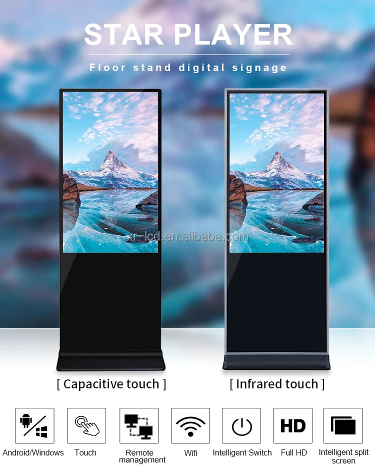 Inch Indoor Floor Standing Digital Signage Touch Screen Totem