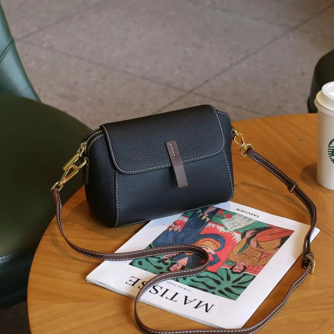 Women Shoulder Bags Genuine Cow Leather Female Sling Crossbody Bag Korea Fashion Small Zipper Purse