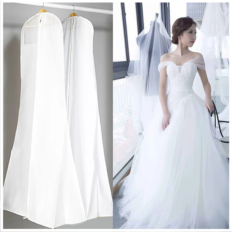 White Extra Large Wedding Dress Bridal Gown Garment Breathable Cover Storage Bag 