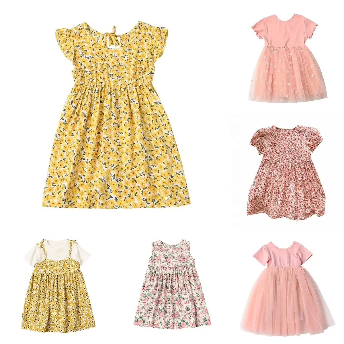 Summer Beautiful Casual Little Girls kids plain luxury clothes toddler clothing dresses baby girls dress