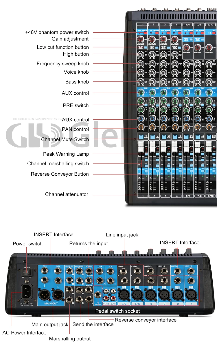 Glen Ralston 2020 Newest Analog Audio Mixer Mixing Console