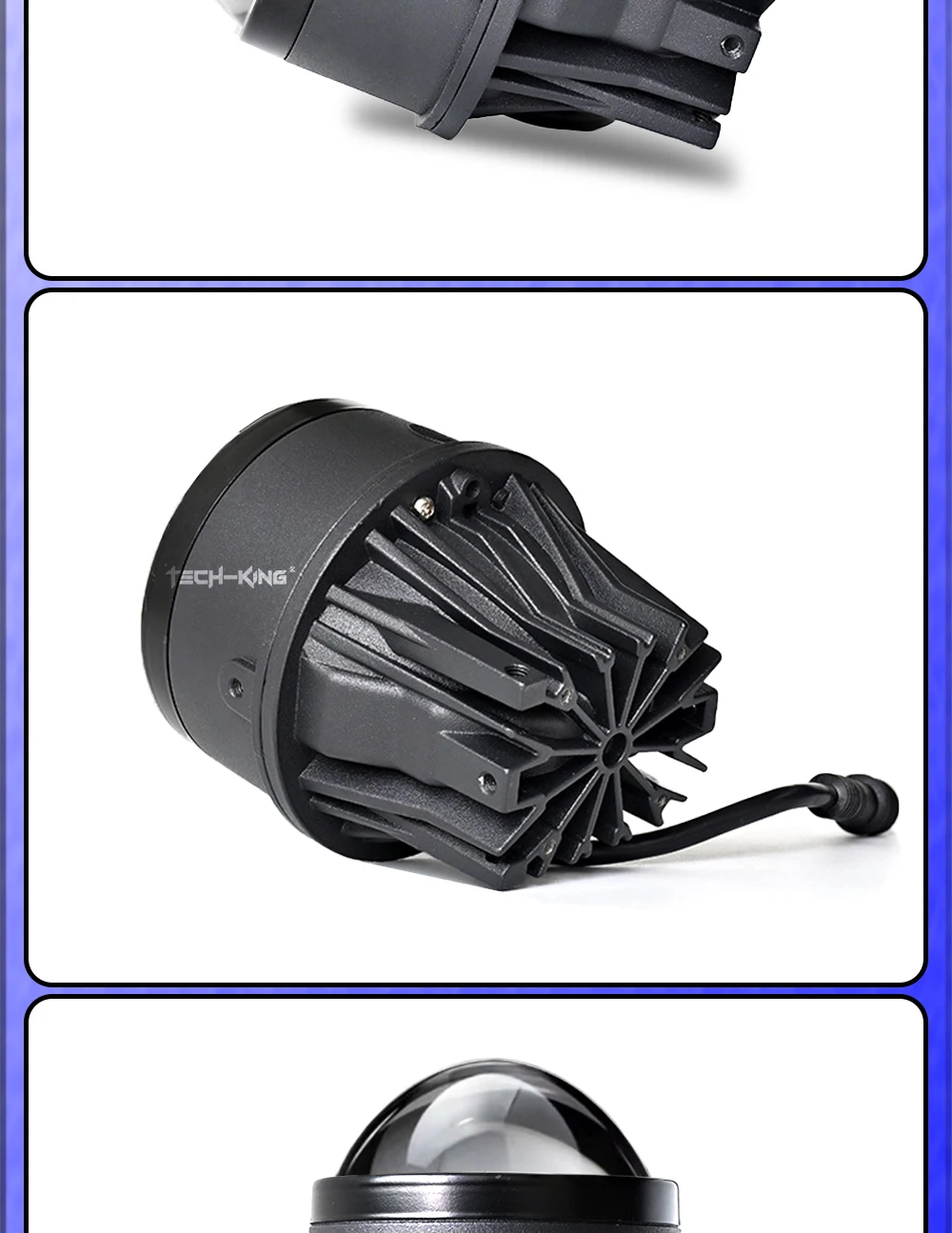 TECH-KING car accessories 3.0inch projector led fog lights for universal cars 12V 6000K 100W High brightness lens fog lamp