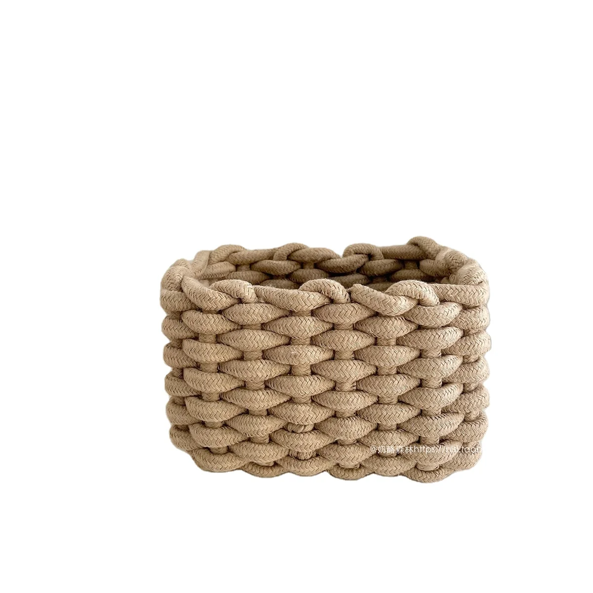 HUAYI  Woven Cotton Rope  Basket with Handles Decorative Small Storage Basket