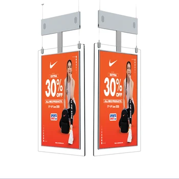 Low Price 55 inch Ceiling Mounting High brightness Indoor Transparent LCD Screen Advertising Double Sided Digital Signage