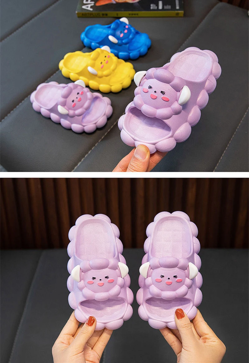 2023 Children Soft Slippers Cute Little Sheep Anti-slip Boys and Girls Bath Slides Shoes