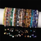 Rope Bracelets Natural Stone Green Stripe Blue Veins Agat Black Rope Adjustable Bracelets For Couple