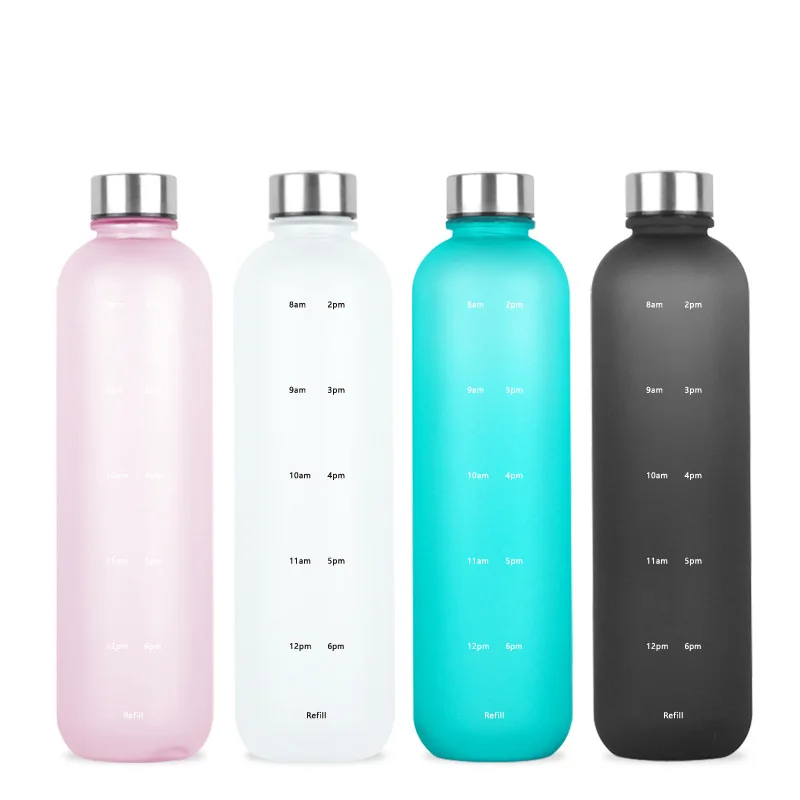 Wholesale Custom Logo 1L BPA Free Sports Motivational Drink Bottle Plastic Water Bottles with Time Marker