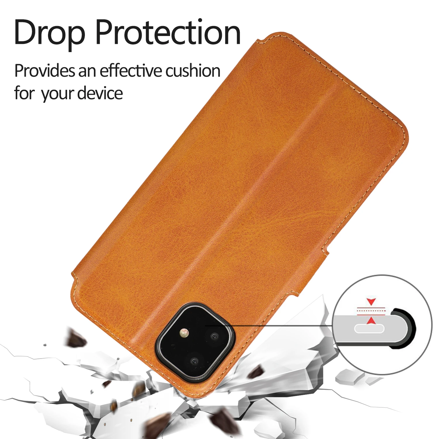 Luxury Magnet Stand Flip PU leather Phone Case  for iphone 11