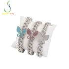 Chain Unisex 2021 New Hip Hop Butterfly Rhodium Plated Multi-Color Cuban Chain Bracelet For Unisex Shiny Link Jewelry