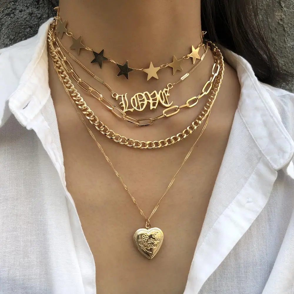 Vintage Multi Layer Letter Love Choker 