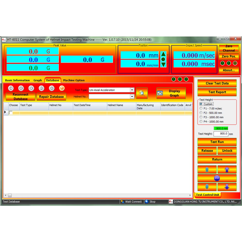 ECE R22.05 motorcycle helmet impact absorption testing machine for simulate accelerometer testing