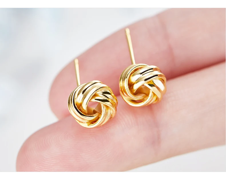 Wholesale fashion jewelry earrings luxury women copper material simple spiral gold stud earrings