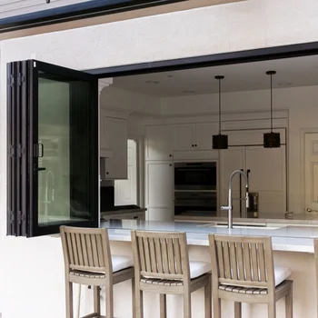 Alufront NFRC AS2047 Premium Modern Double Glazed Aluminum Bi-Folding Windows Thermal Insulation Finished  for Homes Kitchens