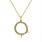 Stone Pendants Fashion 925 Sterling Silver Gold Plated Ring Necklace Women Cubic Zircon Stone Circle Pendants Necklace