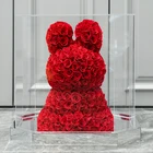Flowers Plants 2022 New Design Decorative Flowers And Plants Valentines Day Gift Rabbit Preserved Roses In Acrylic Box