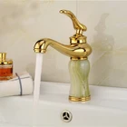 Jade Antique Gold The Faucet America Style Single Handle Jade Faucet Antique Dull Gold Basin Faucet