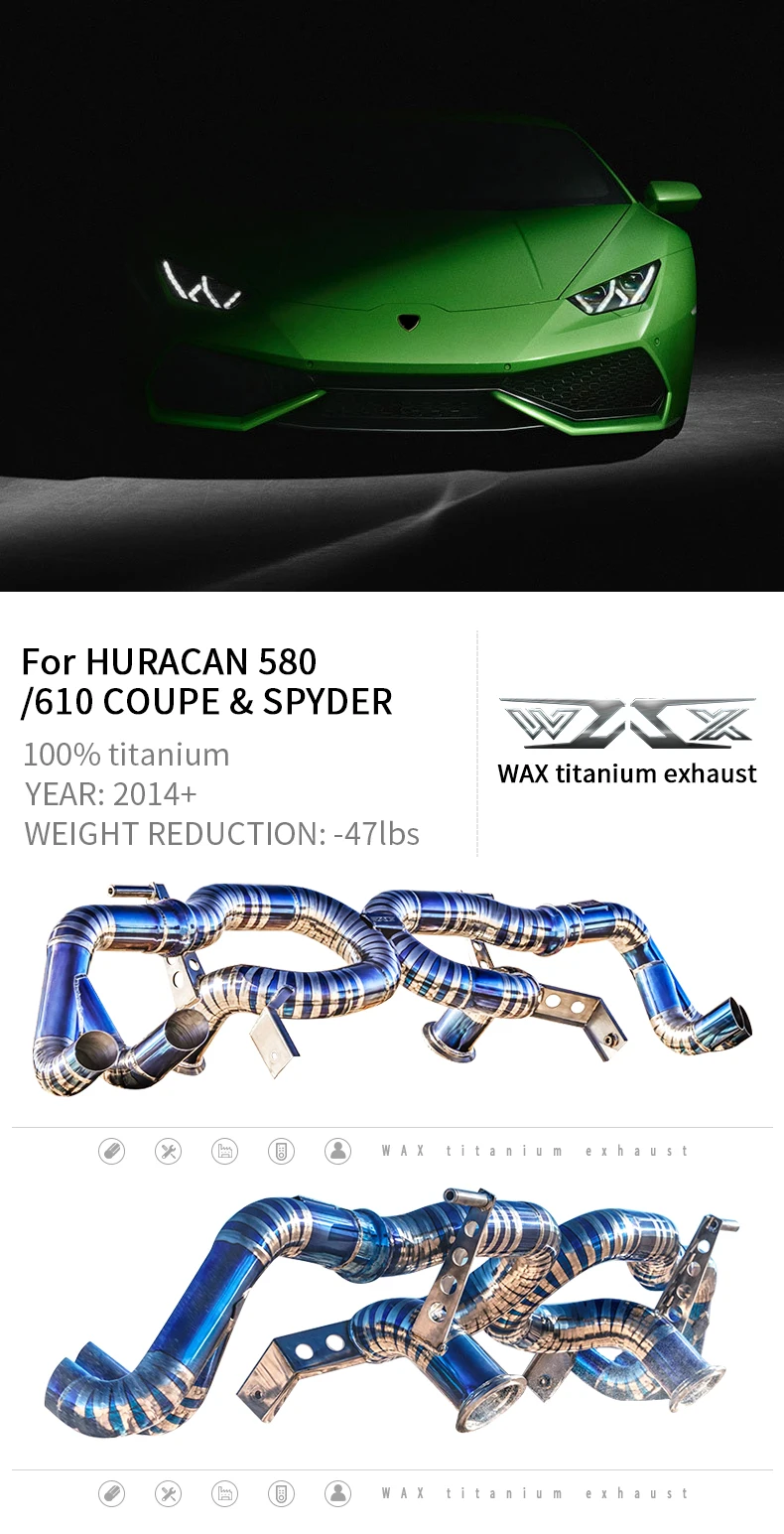 Titanium Catback Exhaust For Lamborghini Huracan LP610 2015-2021 Exhaust control Valve Catback Titanium Ally Exhaust System