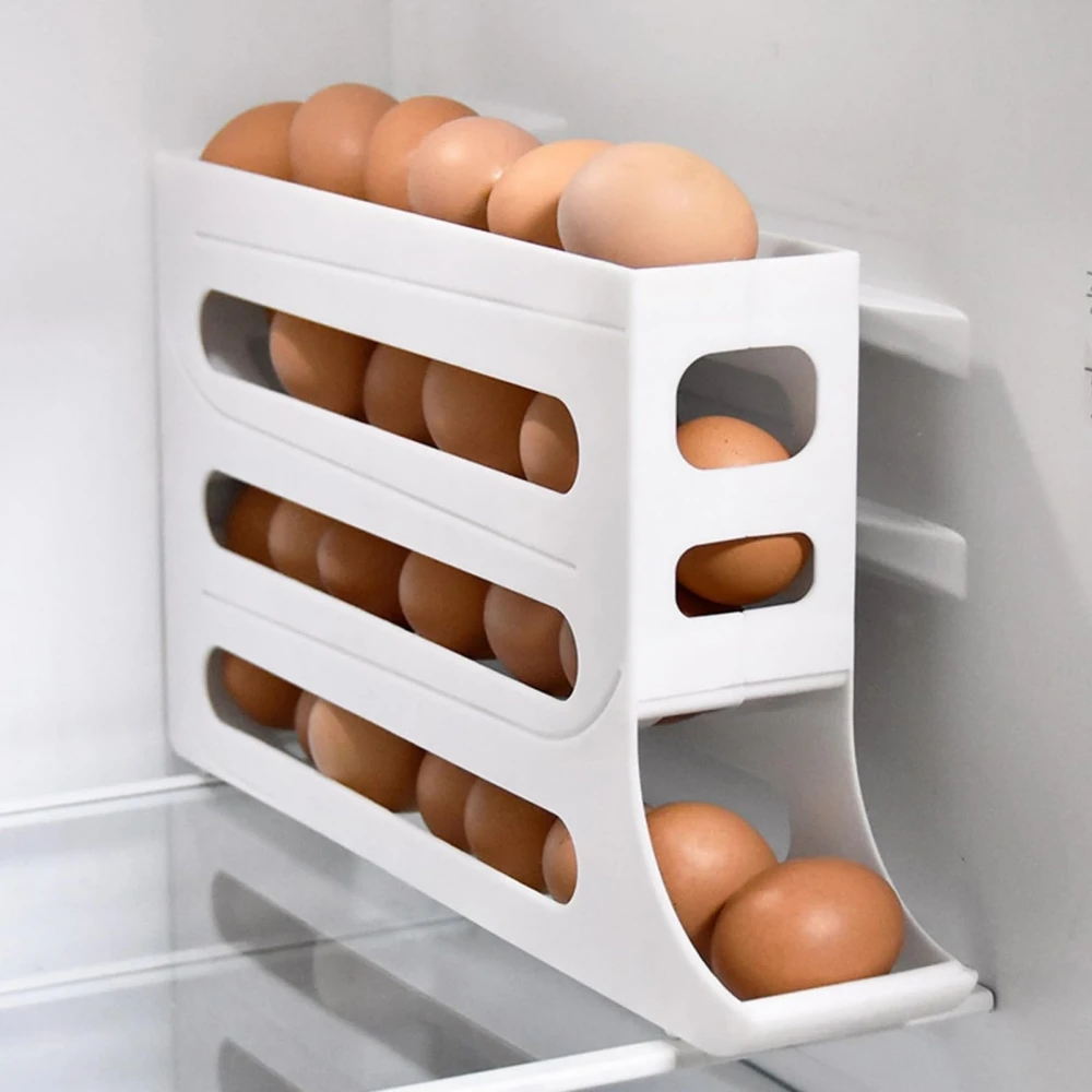 4 Tiers Egg Holder for Fridge pace-Saving Egg Roller Eggs Dispenser for Refrigerator Cabinet