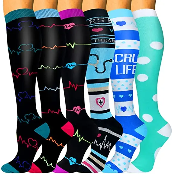 Hot Knee High Long Cycling Medical Stockings 20-30 mmgh for Running Sport Mens Nurse Compression Socks