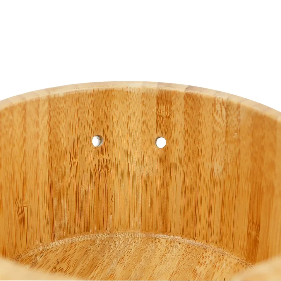 Eco-Friendly Bamboo Wooden Hand Made Polished Organic Round Fruit Noodle Salad Bowl Serving Bowl For Family Restaurant And Party