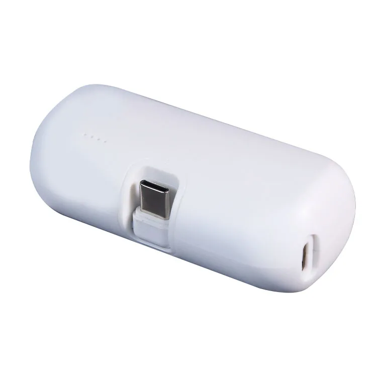 Trending Products 2025 New Arrivals PB199 20W White Black Pink Capsule Power Bank 4000mAh Built-in Foldable Usb-c Port Connector