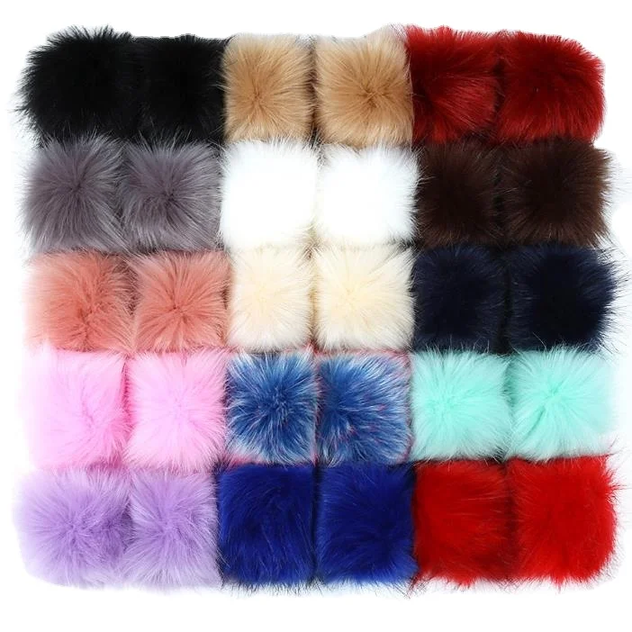 Faux Fur Pom Pom For Beanie Hats,Snap 