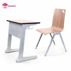 High School High Quality Study Desk Chairs For Students Steel Aluminum Frame School Table Wooden Furniture