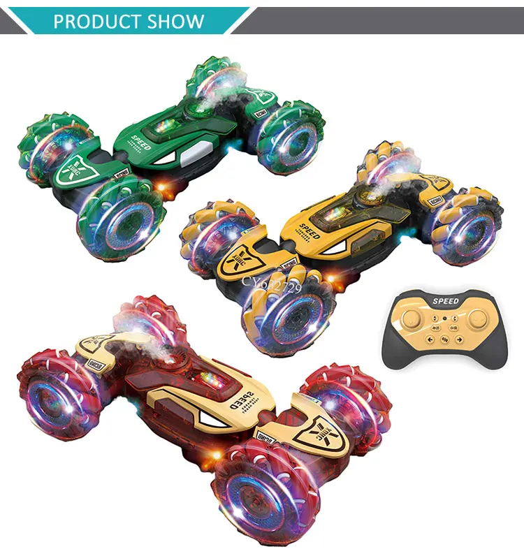 2.4Ghz Double Sided Rotating RC Stunt Car Toys Vehicle Remote Control Gesture Sensor Cars With Spray and Light