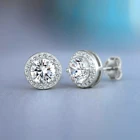 2021 Classical Square Round Stud Earrings 6 Colors Simple Zircon Stud Earrings For Women