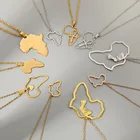 Men Necklace New Trending Waterproof 18k Gold Plated Stainless Steel Africa Map Men Women Jewelry Necklace