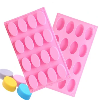 Factory wholesale BPA free 16 Cavity oval shaped custom silicone soap molds for handmade