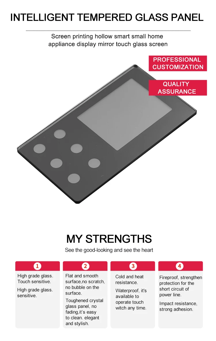 Customized smart touch glass panels are widely used in furniture and household appliances