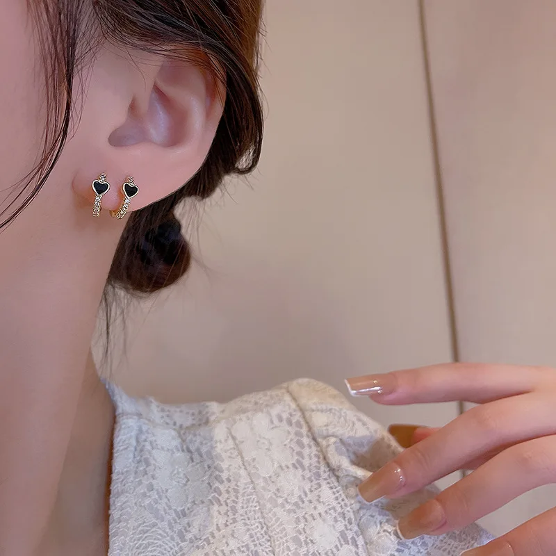 fashion zircon love earrings female 2022 year new trend minority fashionable simple wild ear studs