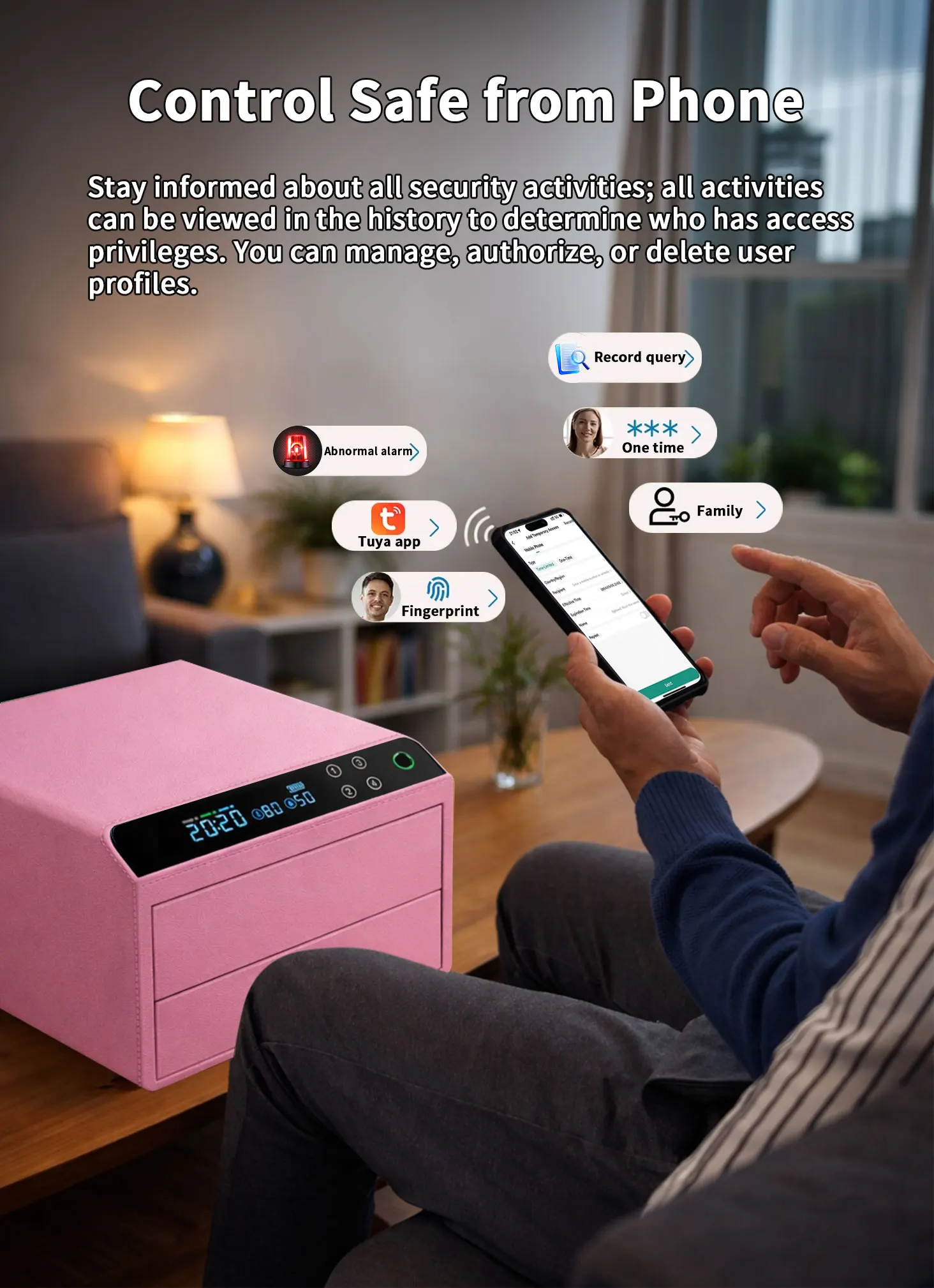 dr 1272 ft ceqsafe smart electronic safe box anti theft smart touch screen password fingerprint leather jewelry safe box-4