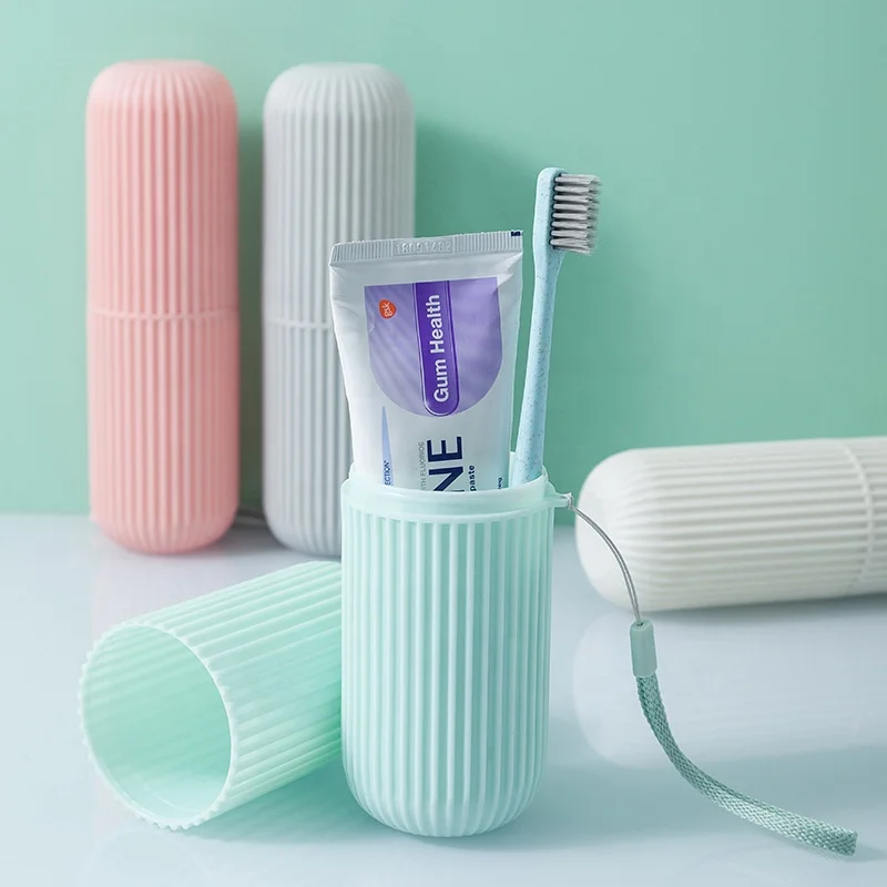 Wholesale Eco-Friendly Portable Travel Toothbrush Wash Cup Plastic Home Bathroom Sets for Travel