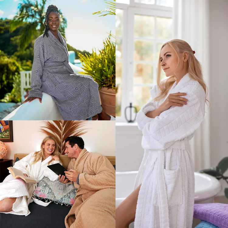 Wholesale cotton terry cloth bathrobe custom sleepwear bathrobe for women