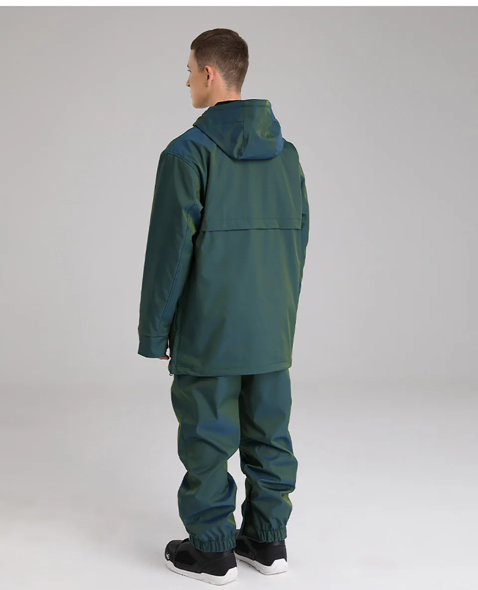 Reflective Ski Suit Men Women Winter Warm Windproof Waterproof Breathable Ski Hoodie Jacket