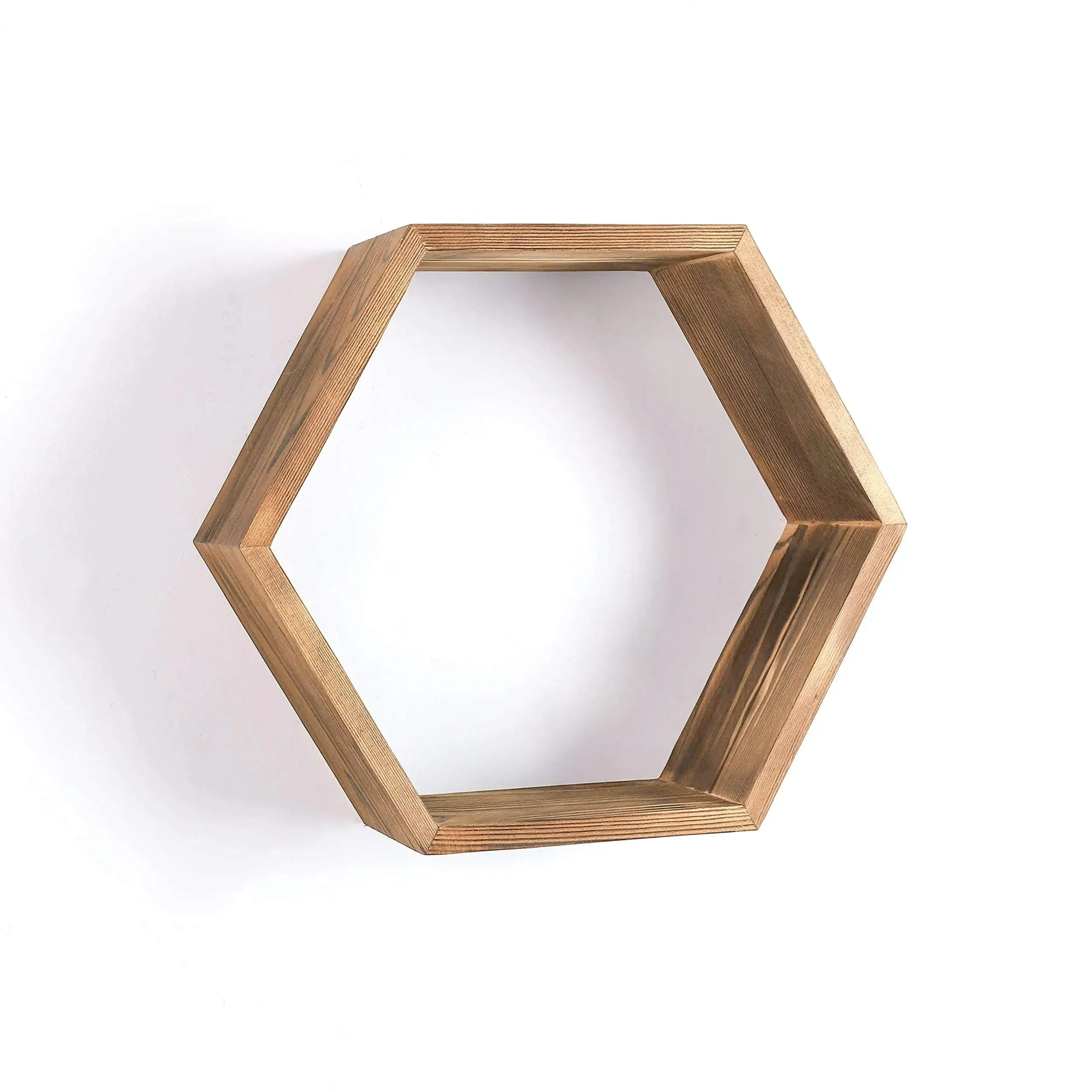 Floating Hexagon Wood Home Wall Shelf Hexagon Disarmable Wall Mount Decoration Book Kitchen