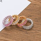 Zircon Trend Shiny Pave Cut Round Cubic Zircon Ring Eternity Band Rings Royal Lab Wedding Jewelry