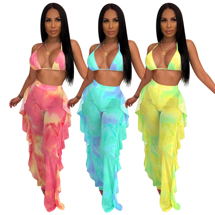 Women Bathing Suit Cover Ups Ruffle 