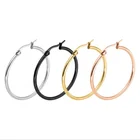 Fashion Hoop Earrings Fashion Gold Plated Stainless Steel 50mm Large Punk Hoop Earrings