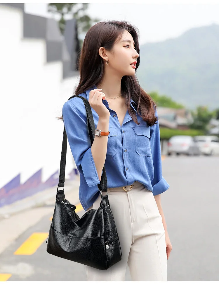 Fashion PU Leather Crossbody Bags Vintage Hand Bags Ladies Soft Handbags for Women Luxury