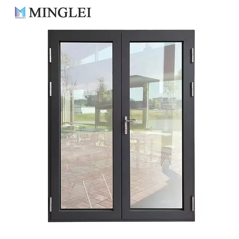 product modern indoor aluminium french casement swing glass door internal glass walls divider interior metal framed french doors-1