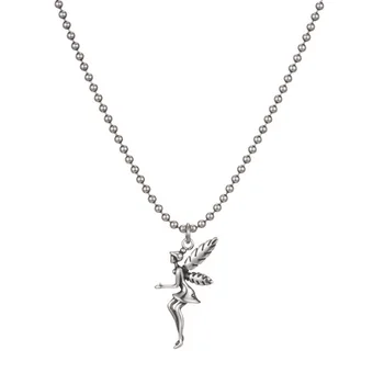 Jachon Rare Guardian Angel S925 Silver Charm Pendant Jewelry Snake Bone Chain Long Women Necklace