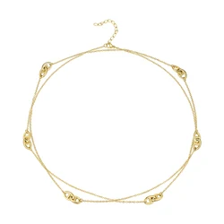 18K Gold Plated Stainless Steel Jewelry Pig Nose Chain Can Double Layer Wear Accessories Necklaces P193060